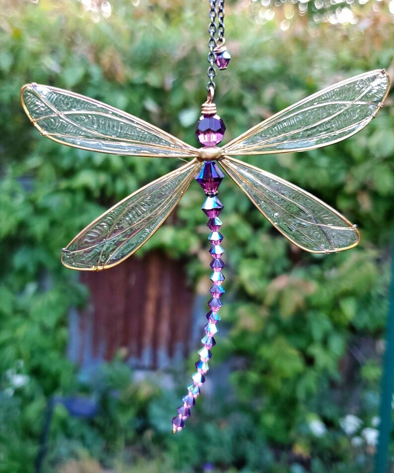 Dragonfly Sun Catcher Dragonfly Rear View Mirror Car Charm Etsy
