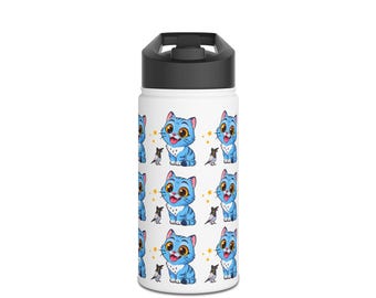 K-Pop Cat Stainless Steel Water Bottle, Travel Tumbler