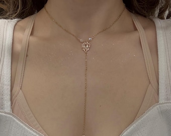 Crystal Gold Choker Y Necklace