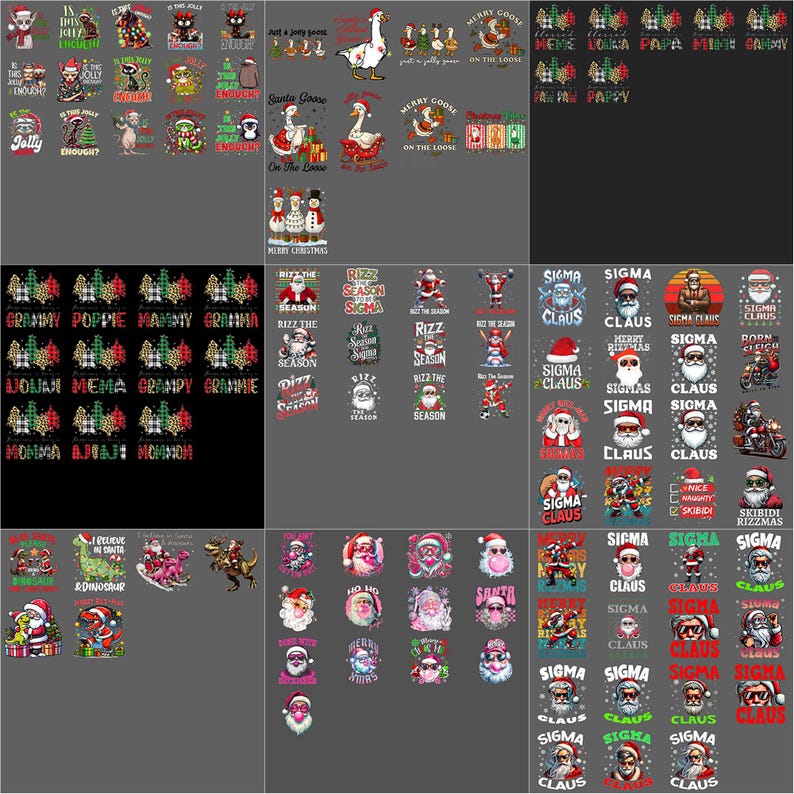 Sigma Goose 1000+ Christmas PNG Bundle – Cute Retro Santa Vintage Holiday Clipart ...