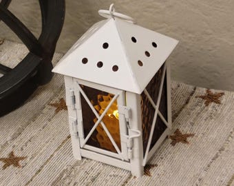 Stained glass Candle Lantern/Wedding Decor/Farmhouse/