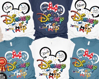 Custom Disney Trip 2026 Shirt, personalized Mickey Minnie Family Vacation Tee, Matching Rainbow Trip Squad Outfits