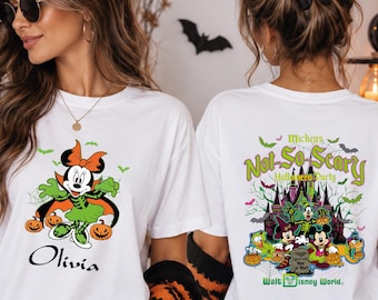 Disney Not So Scary Halloween Shirt, Mickey Minnie Donald Goofy Party Tee, Personalized Family Matching Disneyworld tshirt