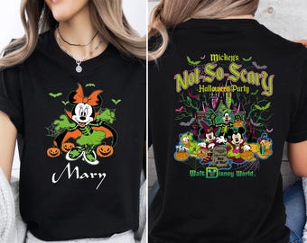 Not So Scary Halloween Shirt, Mickey Minnie Donald Goofy Party Tee, Personalized Family Matching Disneyworld tshirt