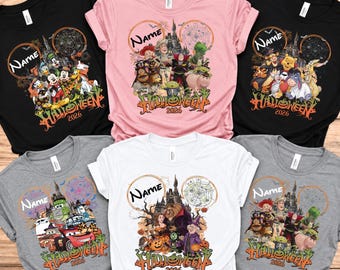 Disney Halloween Shirt 2026, Personalized Name Mickey Minnie Castle Tee, Toy Story Pooh Family Matching tshirt