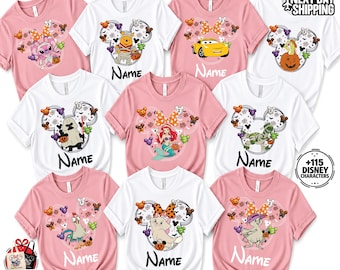 Disney Halloween Shirt 2026, 115+ Character Options, Personalized Name Family Matching Tee, Mickey Minnie Stitch Outfit