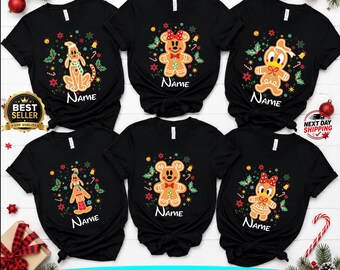 Gingerbread Mickey Christmas Shirt 2026 - Personalized Disney Family Holiday Matching Tee for Photos
