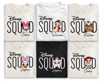 Personalized Disney Squad Family Matching Shirts, Custom Disney Character Family Trip Shirt, Disney Vacation Group Tee Soft Bella Canvas Tee