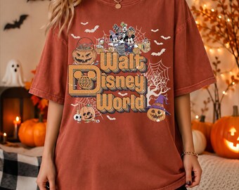 Comfort Colors Disney Halloween Shirt, Vintage Walt Disney World Halloween Tee, Retro Mickey Pumpkin Shirt