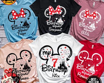 Custom Disney Birthday Shirt, Personalized Minnie 7th, 21,st, 40th Birthday Tee, Birthday Crew Matching Shirts, Disney Trip 2026 Gift