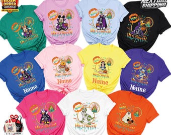 Disney Halloween Shirt 2026, 190+ Character Options, Boo Mickey Minnie Stitch, Personalized Family Matching tshirt