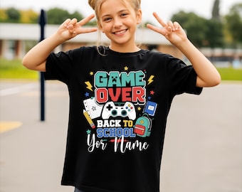 Personalized Game Over Shirt Back to School Kids Gamer Controller Name Tee | 1st Day Photo Ready