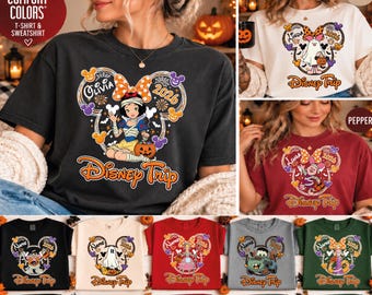 Comfort Colors Halloween Shirt, All Designs 190+ Character Options, Disney Trip Mickey Minnie Family Matching tshirt spooky season shirt