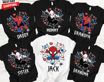 Spider-man familieshirt, shirts, familie superheld shirts, gepersonaliseerd spider-kindershirt, Halloween familie-T-shirt