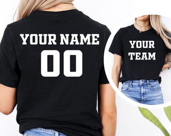 Personalized Sports Team T-Shirt, Custom Name & Number
