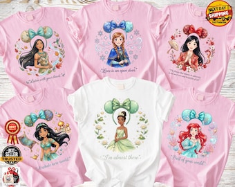 Personalized Disney Princess Shirt, custom Watercolor Princess Quote Tee, Ariel Elsa Belle Cinderella matching shirt