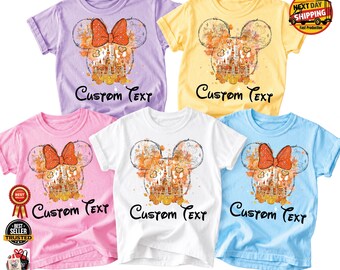 Comfort Colors Disney Halloween Shirt 2026, Personalized Mickey Castle Pumpkin Name Family Matching tshirt,minnie halloween shirt