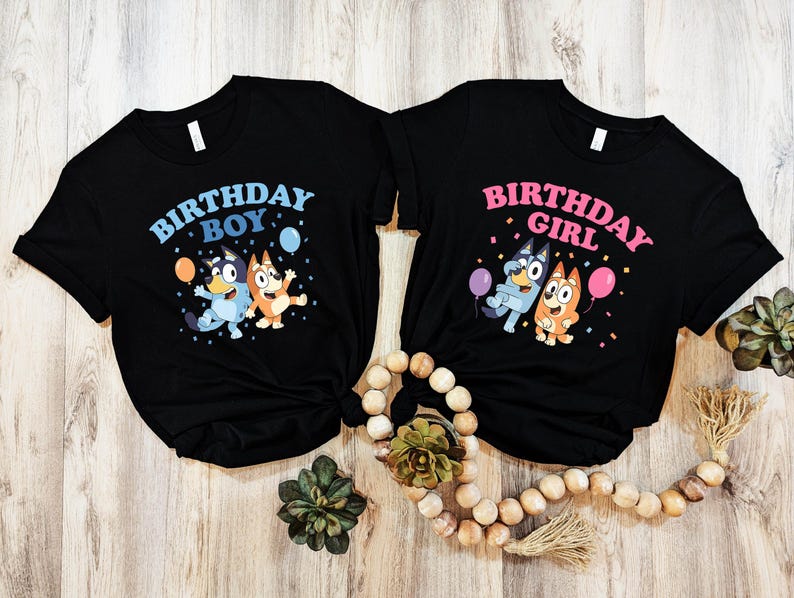 Custom Bluey Birthday Shirt, Personalized Birthday Boy Girl Tee, Bluey ...