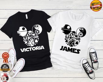 Personalized Star Wars Family Shirt, Custom Name Mickey Death Star Squad Tee, Galaxy Edge Matching Group Outfits