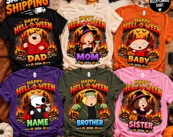 Family Guy Happy Hell O Ween Matching Family Halloween Shirts, Peter Griffin Lois Dad Mom Witch Devil 2026 tshirt
