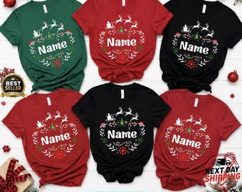 Personalized Family Christmas Shirt 2026, Custom Name Christmas Wreath Tee, Disney Holiday Family Shirt