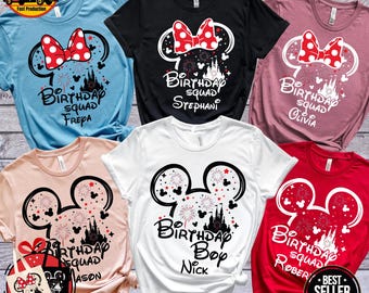 Disney Birthday Shirt, Personalized Birthday Boy Tee, Minnie Birthday Squad Shirt, Family Disney Trip Gift