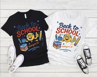 Personalized First Grade Back to School Shirt Matching Parent Child Tee Girly Coquette Design Custom Name Keepsake Ideal for Picture Day