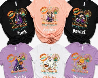 Disney Halloween Shirt 2026, 190+ Character Options, Boo Mickey Minnie Stitch, Personalized Family Matching tshirt