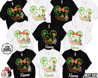 Disney Halloween Shirt 2026 Personalized Mickey Minnie Castle Shirt 115 Character Options Family Matching tshirt