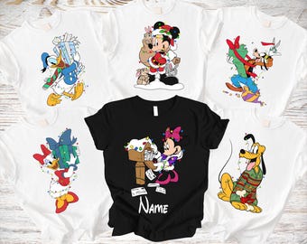 Disney Christmas Shirt, Personalized Mickey Minnie Donald Goofy Pluto Holiday Family Matching Christmas tshirt