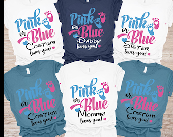 Pink or Blue Baby Shower Shirts, Gender Reveal Family Shirts, Matching Family Reveal Tees, Pregnancy Announcement Shirts