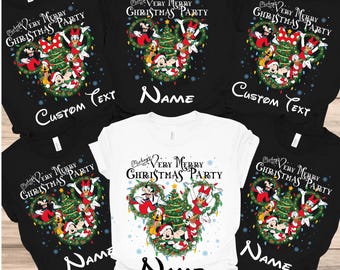 Personalized Disney Family Christmas Shirts, Very Merry Christmas Party Shirt, Custom Name Christmas Shirt, Matching Family Holiday Pajamas.