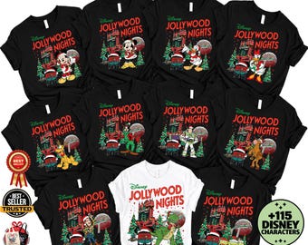Personalized Disney Jollywood Nights Shirt, Hollywood Studios Christmas Family Matching 200+ Character tshirt