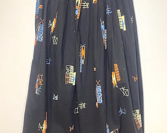 Saia estampada de meados do século 1950