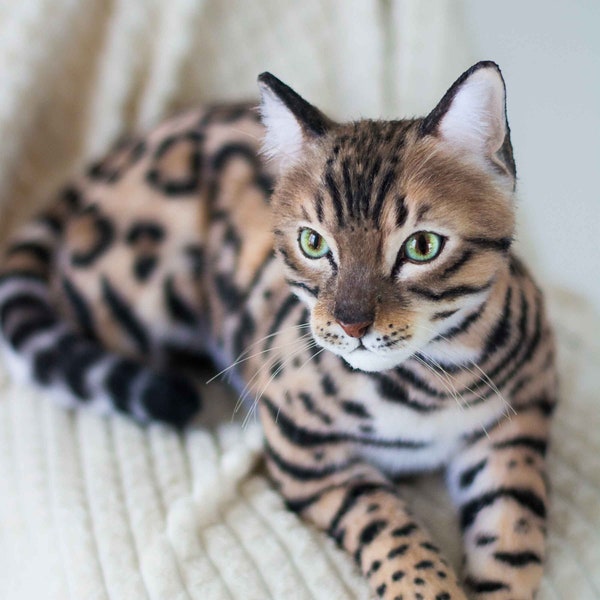 Bengalcat - Realistic life size cat. OOAK artist Handmade collectible animal by photo (MADE to ORDER)
