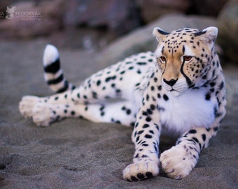 Cheetah Star. Real size poseable Realistic toy. OOAK. Handmade collectible animal by photo (MADE to ORDER)