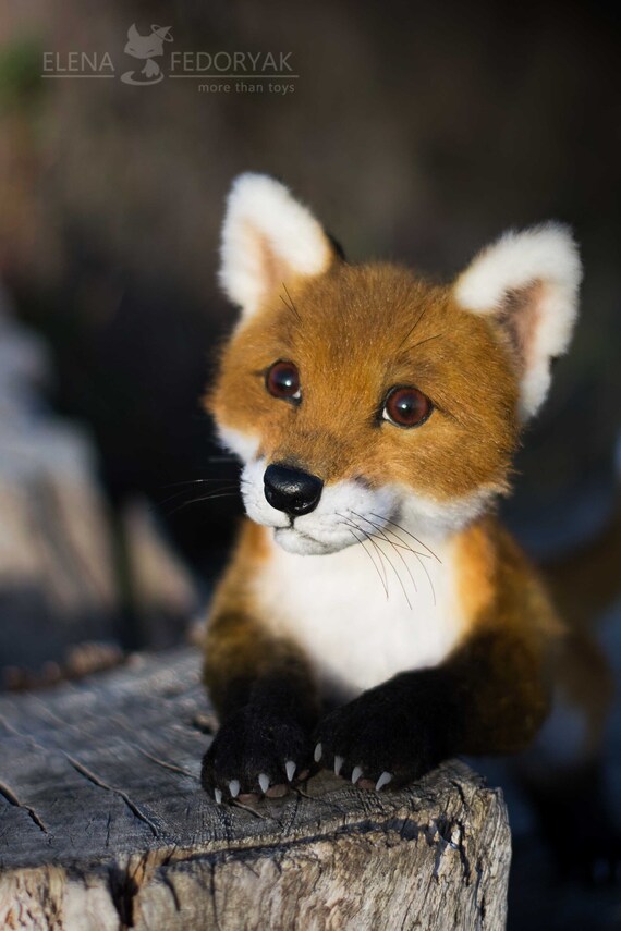 Bebe renard peluche grandeur nature. Artiste OOAK animal de collection fait main avec photo jouet articule Etsy Canada