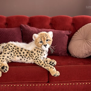 Baby Cheetah Lyra. Real size poseable Realistic toy. OOAK. Handmade collectible animal by photo (MADE to ORDER)