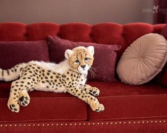 Baby Cheetah Lyra. Real size poseable Realistic toy. OOAK. Handmade collectible animal by photo (MADE to ORDER)