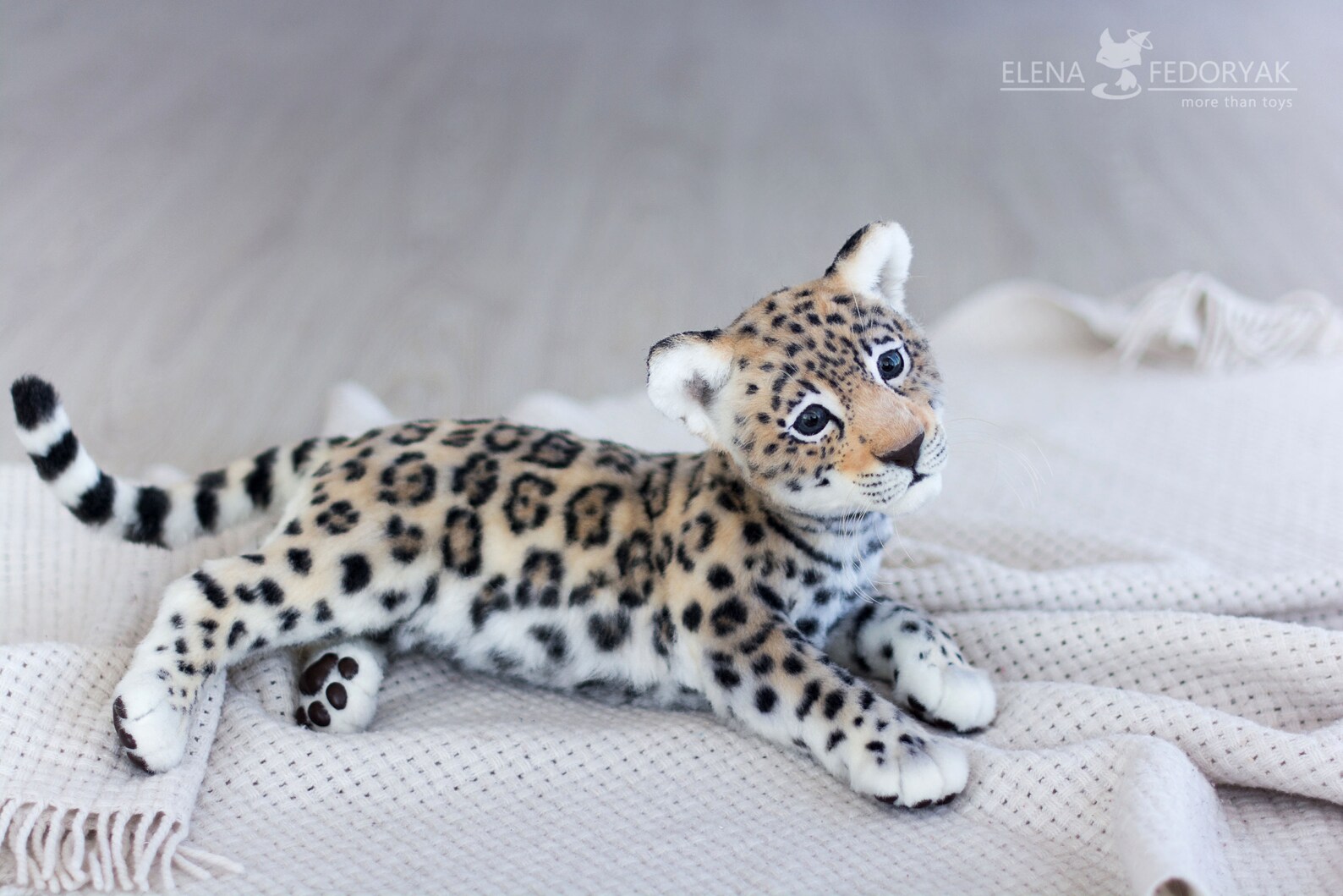 Jaguar Cub Elvis Realistic Toy. OOAK Artist Handmade Collectible Animal by Photo Poseable Toy