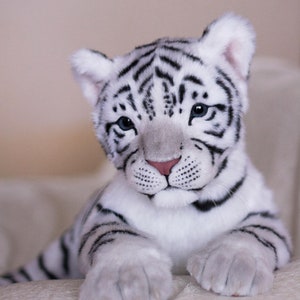 Tiger cub Sky. Realistic life size toy. OOAK artist Handmade collectible animal by photo poseable toy Made to Order image 2