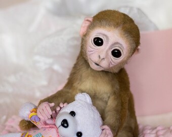 Baby Monkey Lilu Realistic Toy Ooak Artist Handmade Etsy