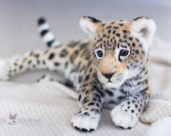 Jaguar cub Elvis - Realistic toy. OOAK artist Handmade collectible animal by photo poseable toy (MADE to ORDER  / shown as an example)