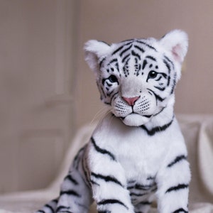 Tiger cub Sky. Realistic life size toy. OOAK artist Handmade collectible animal by photo poseable toy Made to Order image 5
