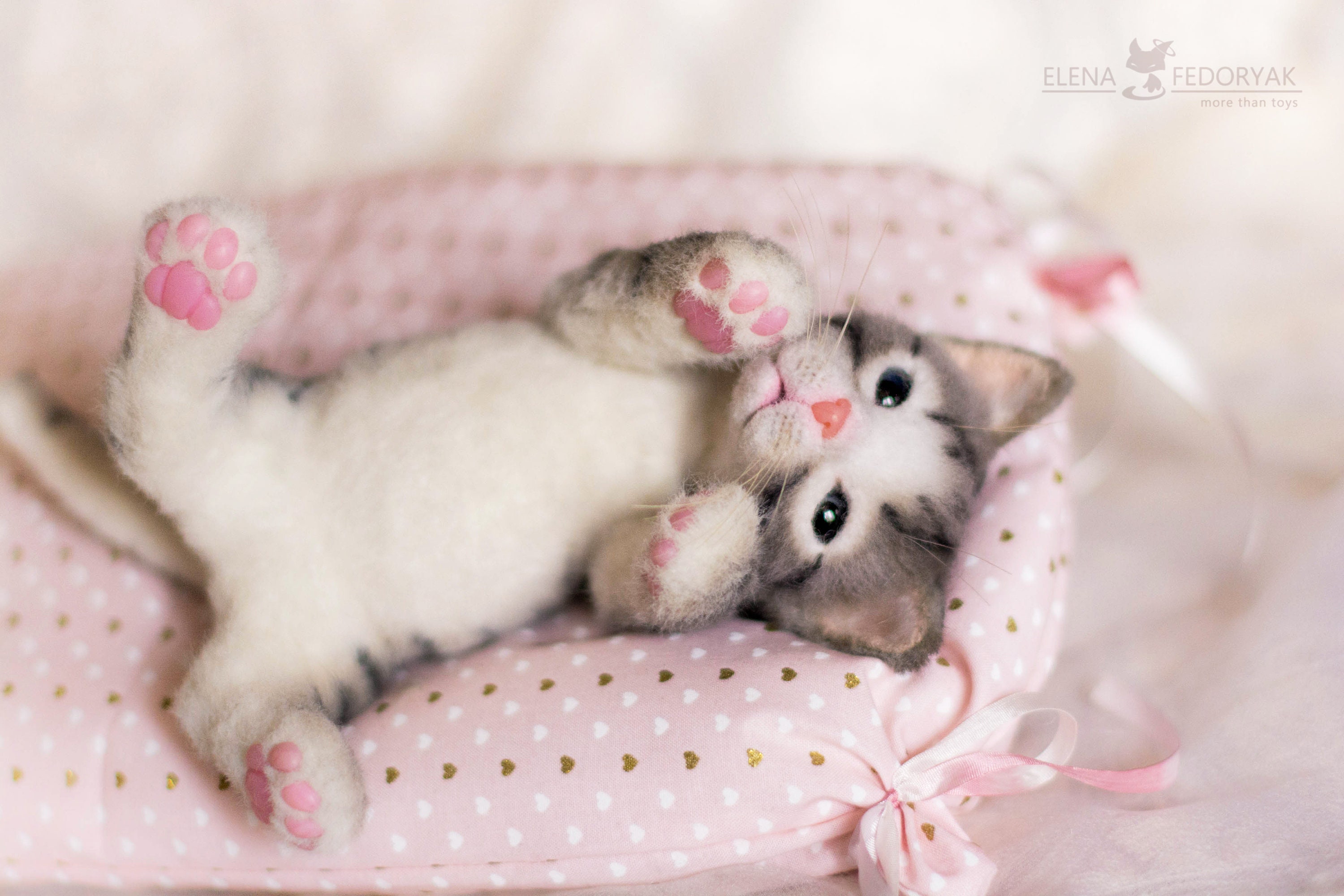 Newborn Kitten. OOAK Artist Handmade Collectible Animal by Photo