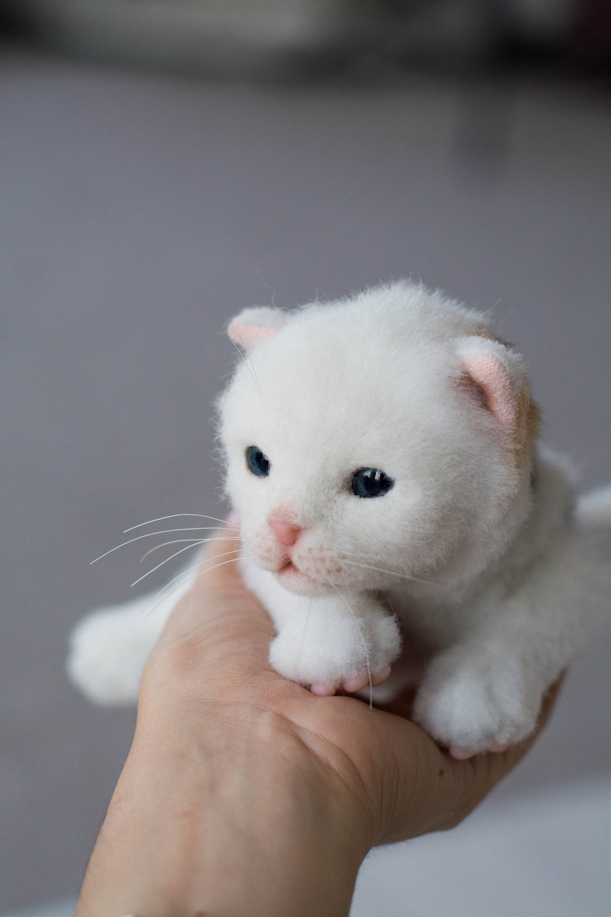 新しい命。母猫と3匹の子猫。OOAKアーティストが手作りした、写真
