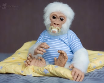 Baby White Gorilla  - life size realistic movable toy. SHOWN for Example!  MADE to ORDER