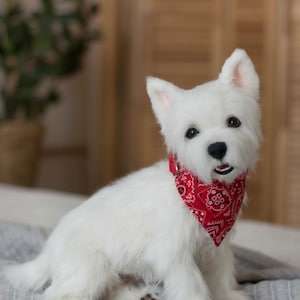 West Highland White Terrier. Realistic toy. OOAK artist Handmade collectible animal by photo art doll poseable toy