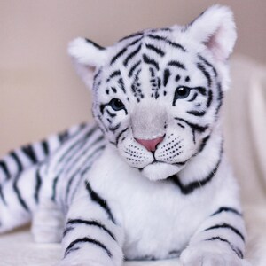 Tiger cub Sky. Realistic life size toy. OOAK artist Handmade collectible animal by photo poseable toy Made to Order image 4