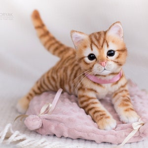 Kitten Shiny Realistic toy. OOAK artist Handmade collectible animal by photo poseable toy MADE to ORDER image 9